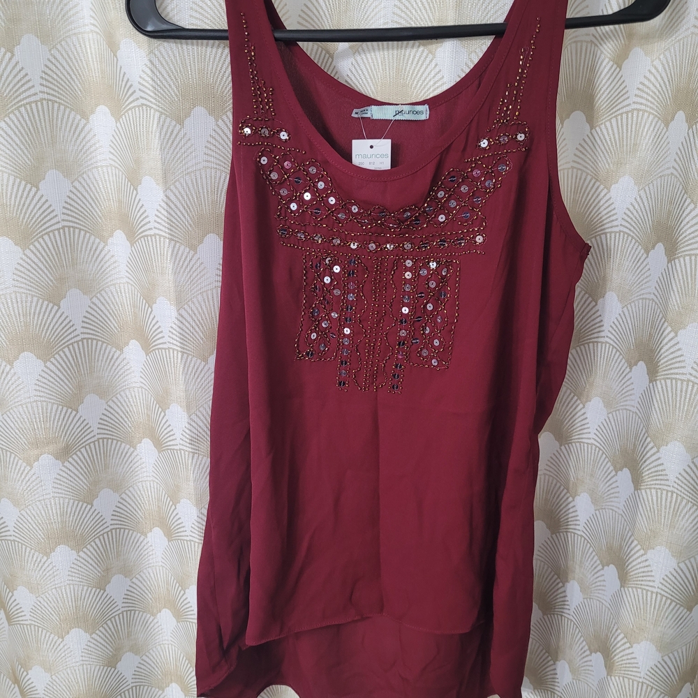 Maurices Burgundy Sequin Tank Top